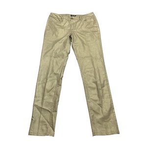 Allen B. by Allen Schwartz Gold Shimmer Slim Leg Jean Trouser Pants Size 6